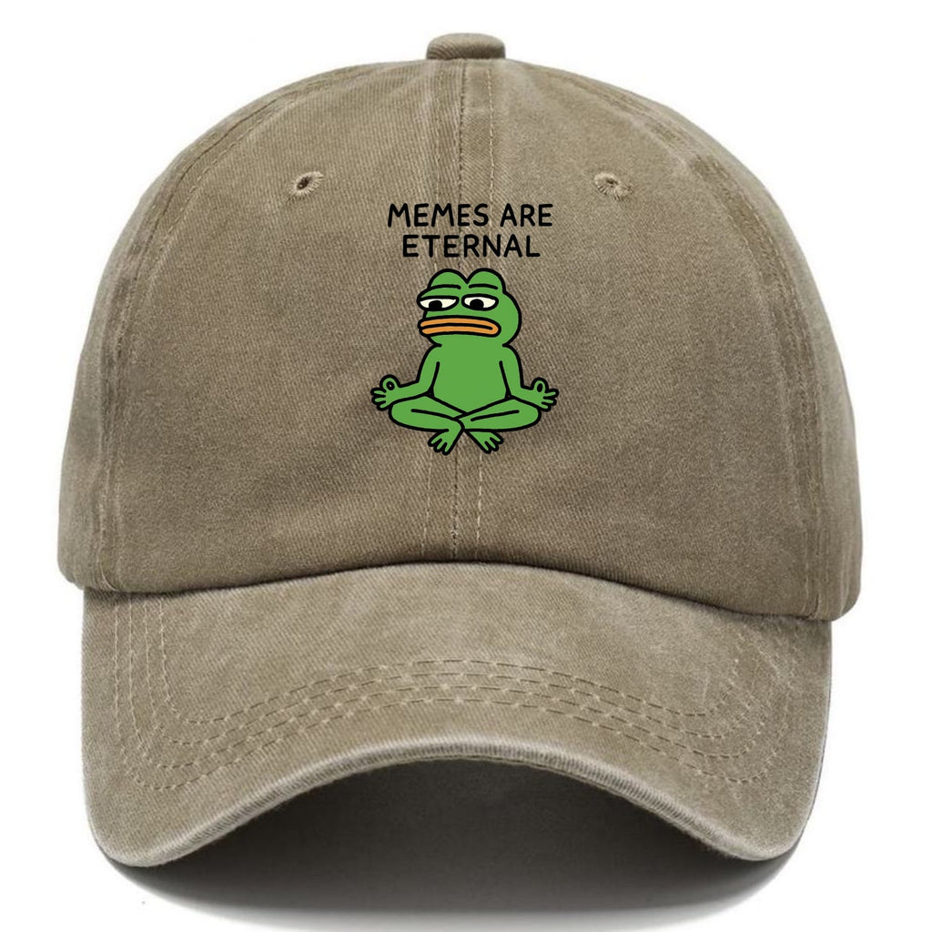 MEMES ARE ETERNAL | Immortal pepe meditating Washed Cap