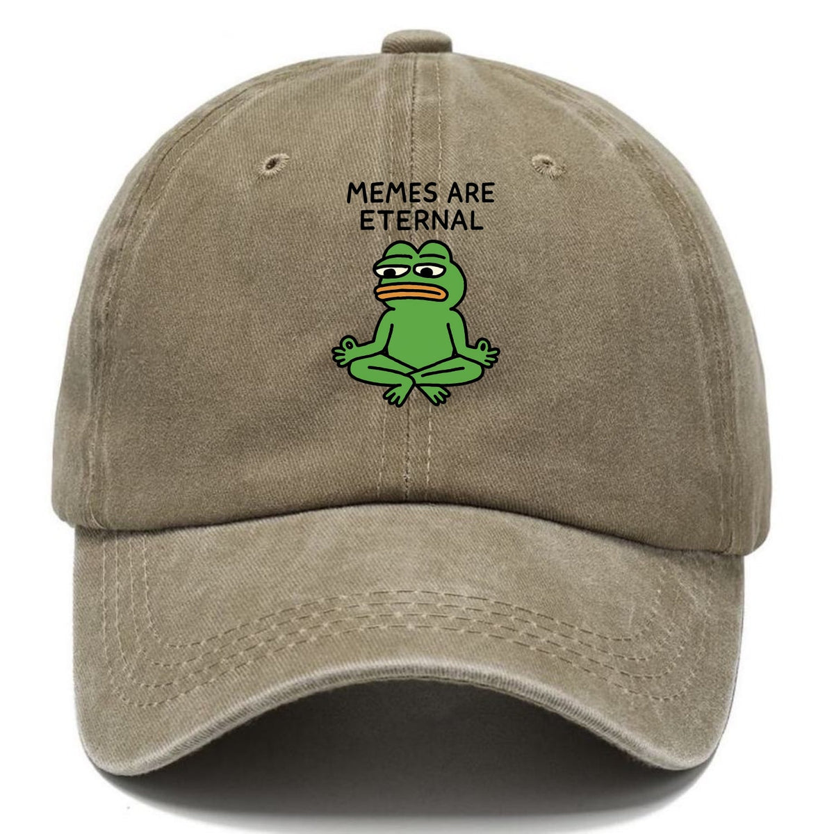 MEMES ARE ETERNAL | Immortal pepe meditating Washed Cap