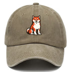 Sitting Shiba Inu Emblem Washed Cap