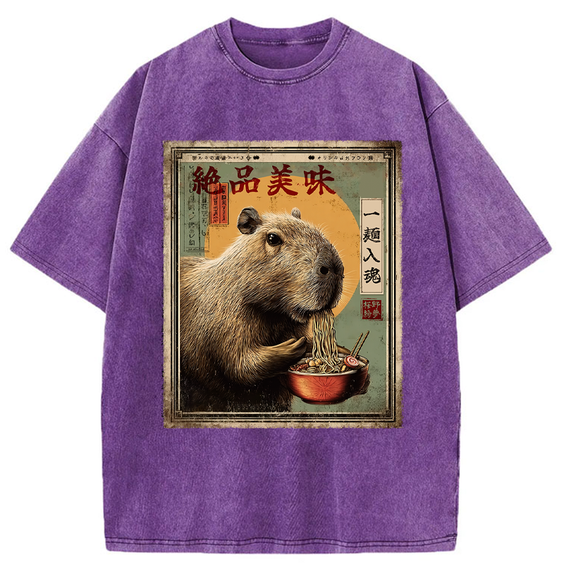 Unisex Capybara's Ultimate Feast Washed T-Shirt