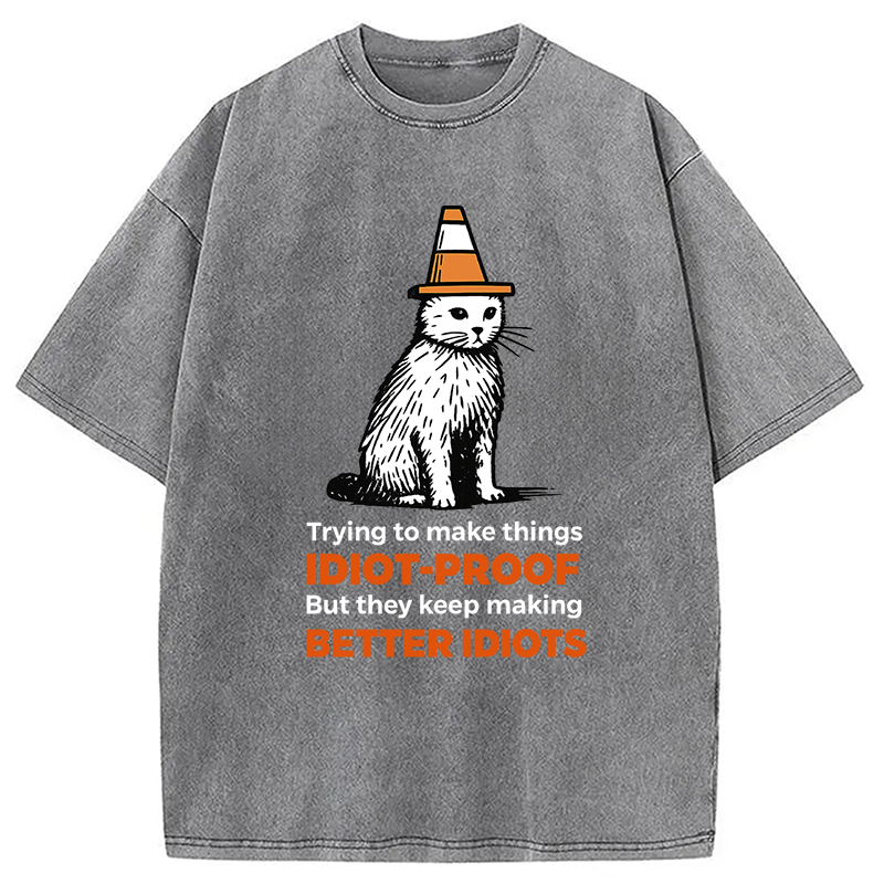 Stupid Cat Washed T-Shirt