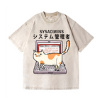 Sysadmins Cat Vintage Wash Japanese Design T-Shirt