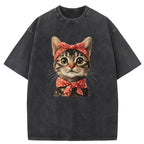 Kerchief Cat Washed T-Shirt