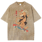 Skate Cat Washed Vintage Short Sleeves T-Shirt