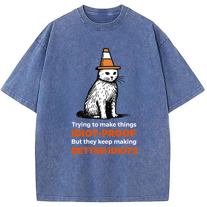 Stupid Cat Washed T-Shirt