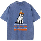 Stupid Cat Washed T-Shirt