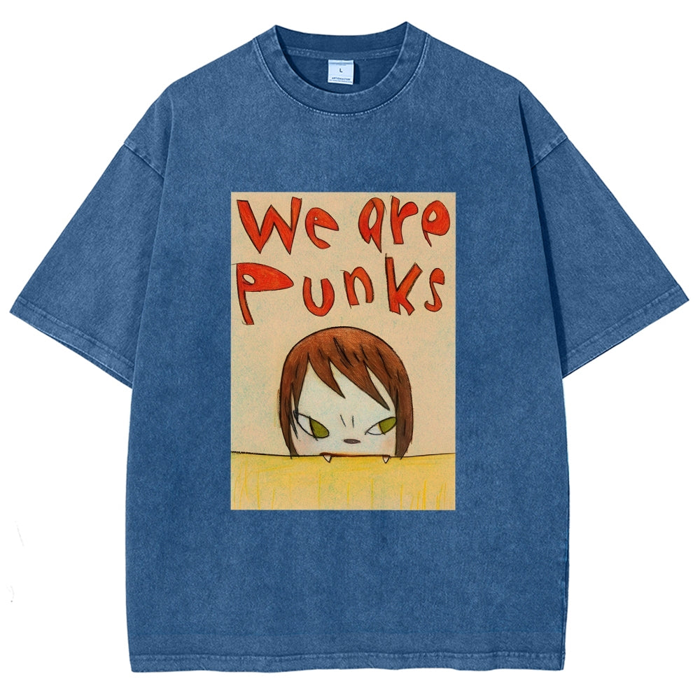 Yoshitomo Nara We Are Punks Vintage Wash Japanese Design T-Shirt