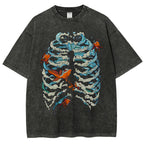 Fish & Wave Bone Art Vintage Cozy T Shirt