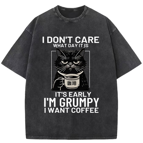 Funny Grumpy Cat Washed T-Shirt
