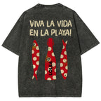 Polka Dot Fish Washed Vintage Short Sleeves T-Shirt