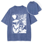 Woodcut Flowers Back Washed T-Shirt