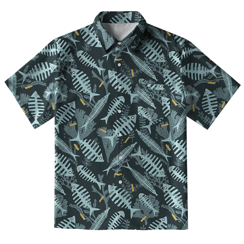 Marine Fish Bones Button-up Shirt