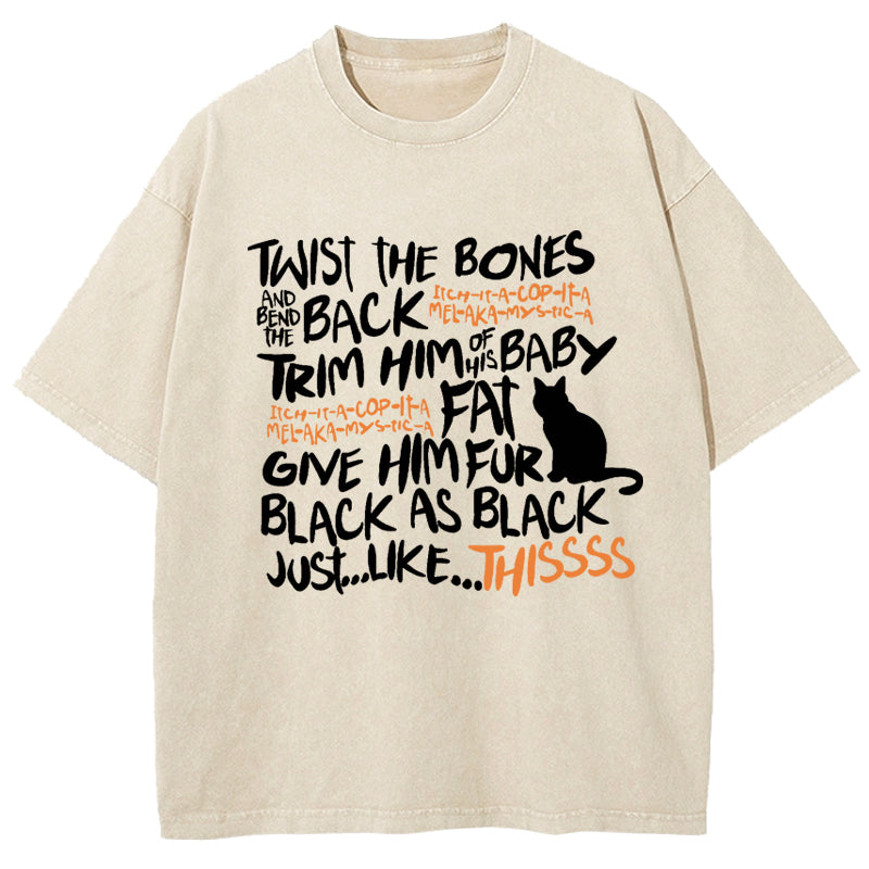 Text Black Cat Washed T-Shirt