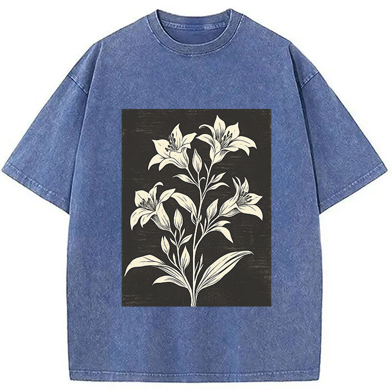 Botanical Woodcut Wildflower Washed T-Shirt