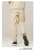 Unisex Solid Color Fleece Casual Tapered Pants
