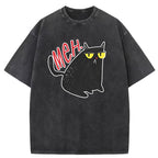 Hand Drawn Black Cat Washed T-Shirt