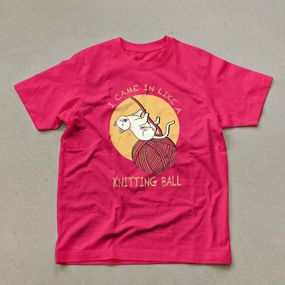 Wool Ball Cat Pattern Unisex Prints T-Shirt