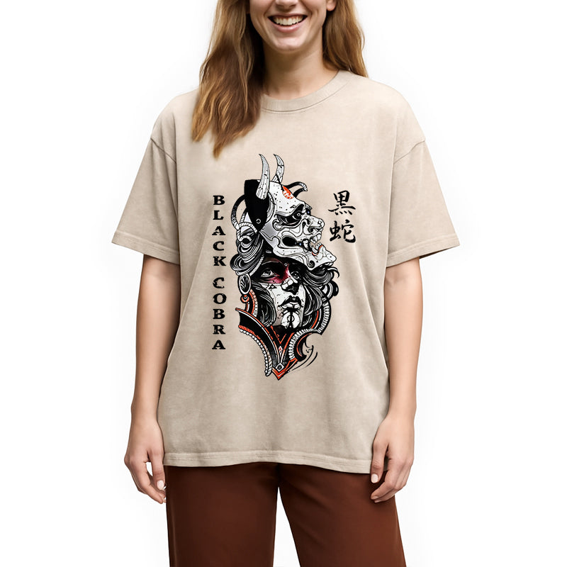 Oni Devil Hannya Mask Vintage Washed T-Shirt