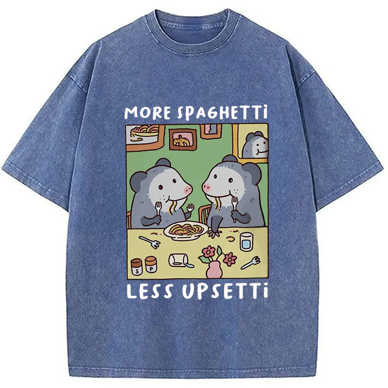 Possums Eating Spaghetti Washed T-Shirt