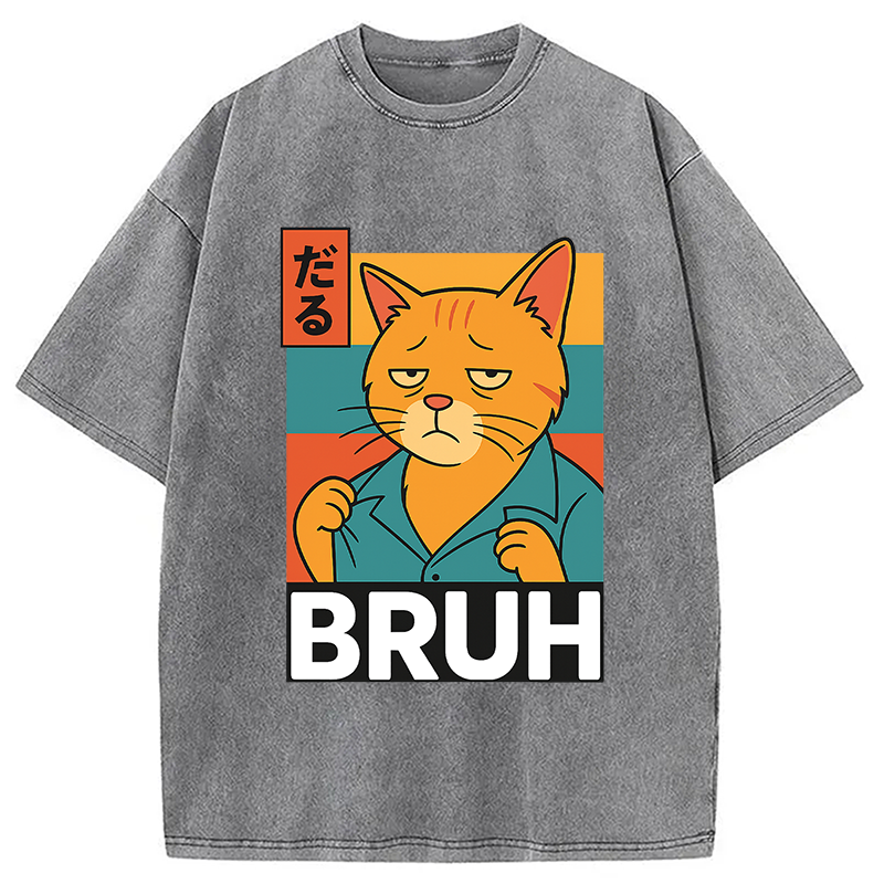 Funny Cat Bruh Meme Washed T-Shirt