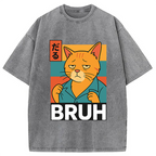Funny Cat Bruh Meme Washed T-Shirt