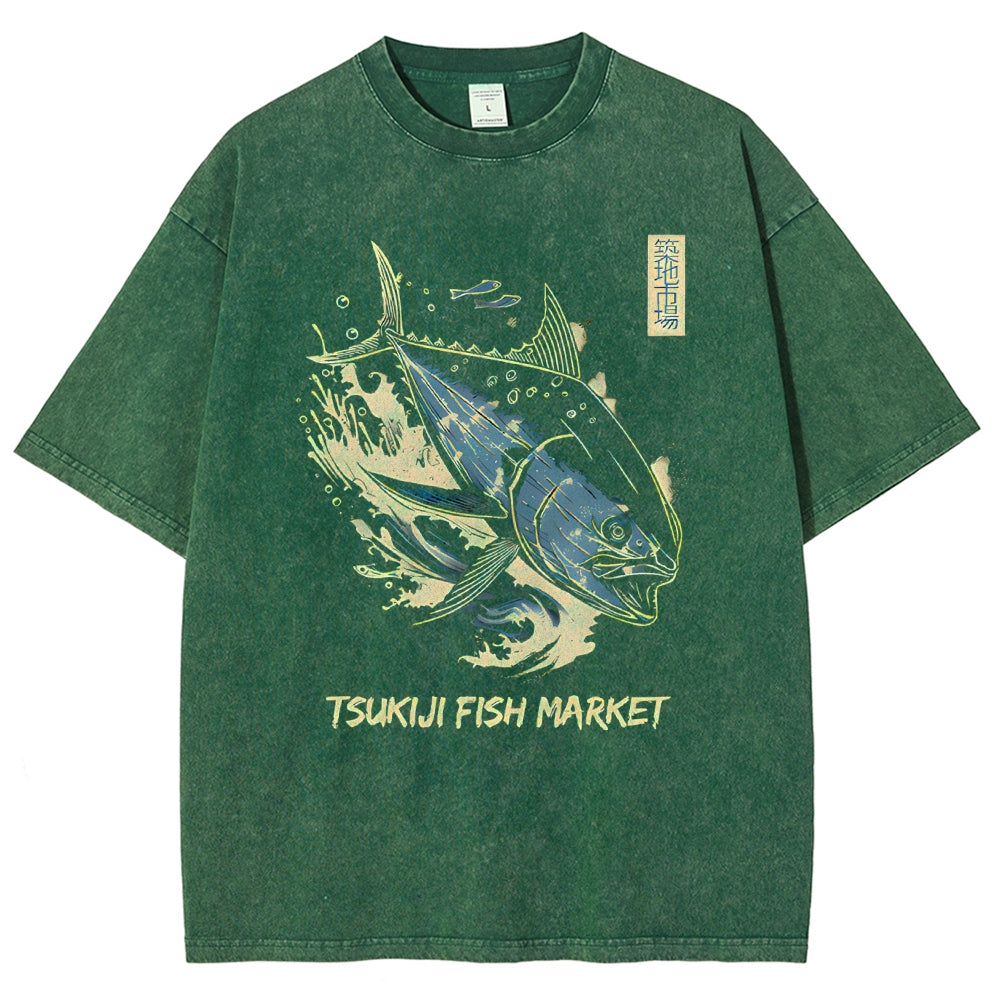Unisex Printed Washed T-shirt
