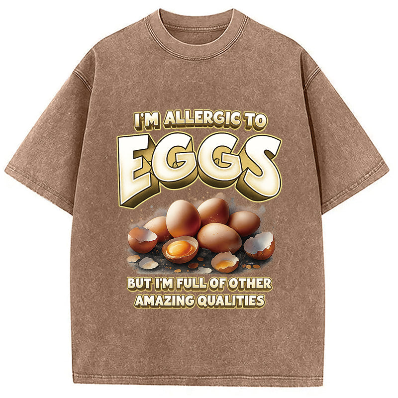 Egg Allergy Washed T-Shirt