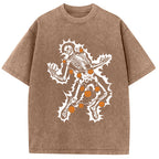 Electrocuted Skeleton Halloween Washed T-Shirt
