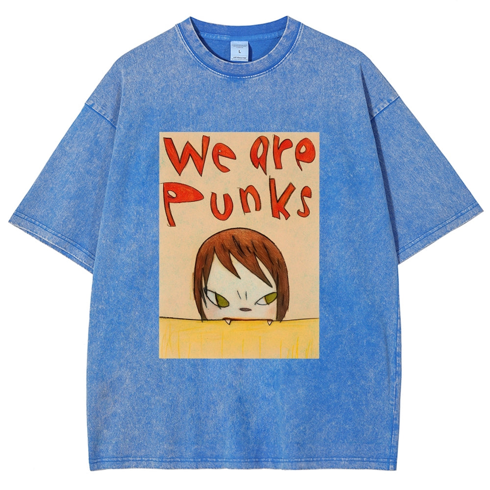 Yoshitomo Nara We Are Punks Vintage Wash Japanese Design T-Shirt