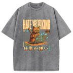 A Cat That Hates Working Washed T-Shirt