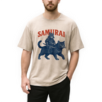 Funny Samurai Cat Washed T-Shirt