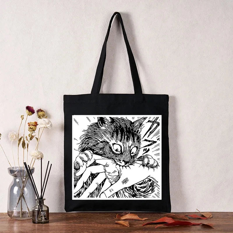 Creepy Cat Anime Horror Anteater Tote Bag