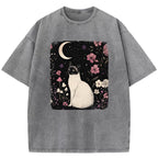 Siam and the Moonlit Night Washed T-Shirt