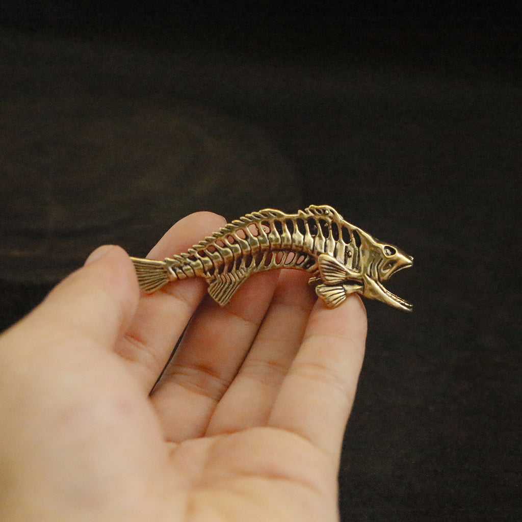 Vintage Brass Fishbone Keychain