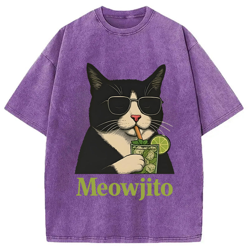 Cow Cat Meowjito Washed T-Shirt