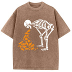 Candies Funny Halloween Skeleton Washed T-Shirt