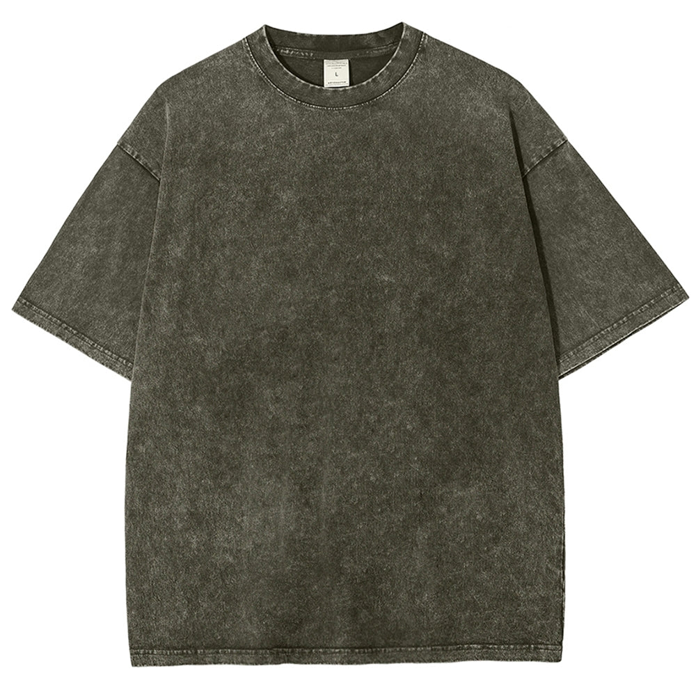 Fishes Pattern Printed Washed Vintage Short Sleeves T-Shirt