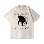 Black Cat Vintage Wash Japanese Design T-Shirt