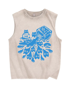 Vintage Cat Ink Graffiti Christian Snowflake Washed Vest