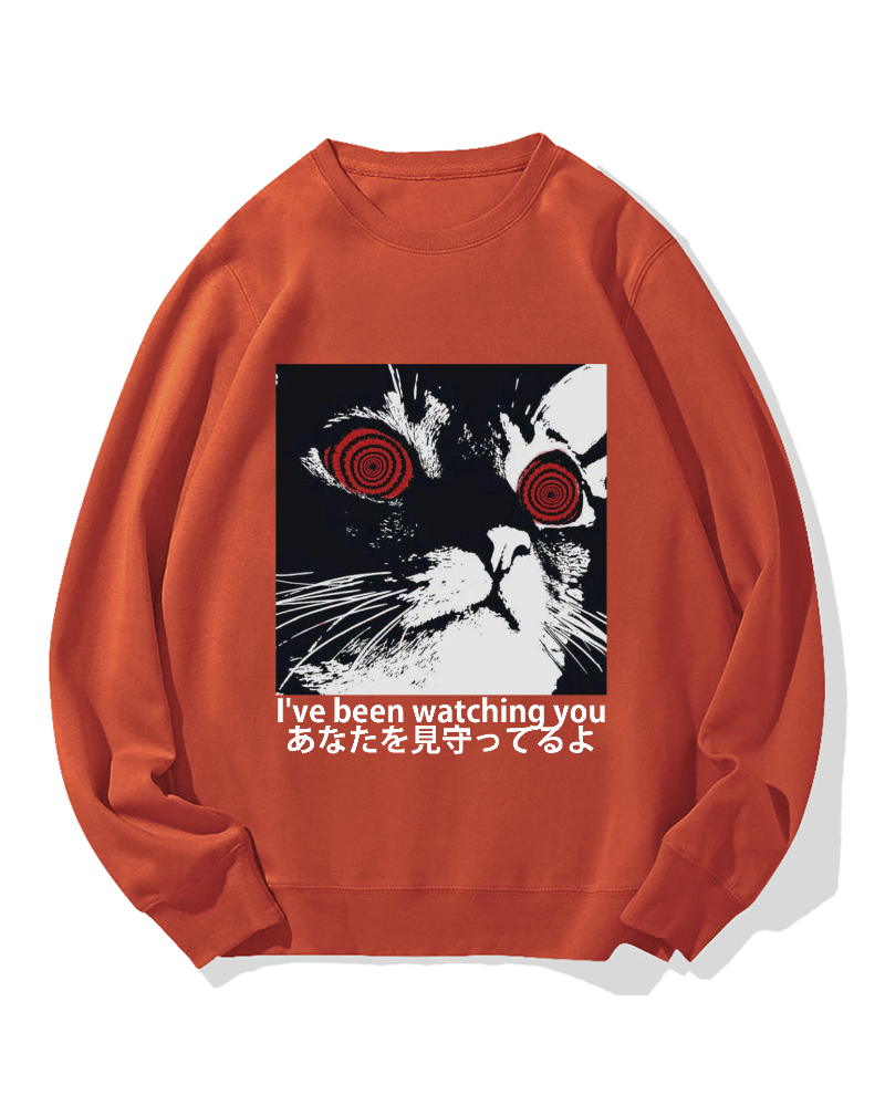 Cat is watching you Cotton Sweatshirt