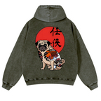 Dog Vintage Washed Cotton Back Art Hoodie