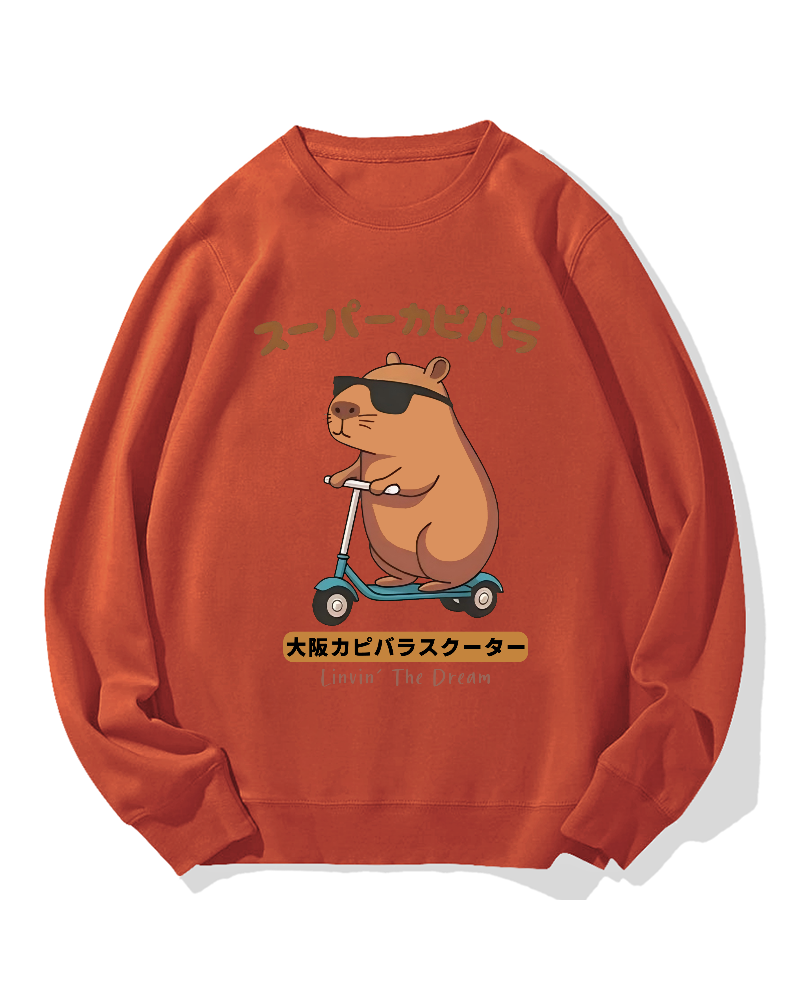 Osaka Capybara Scooter Cotton Sweatshirt