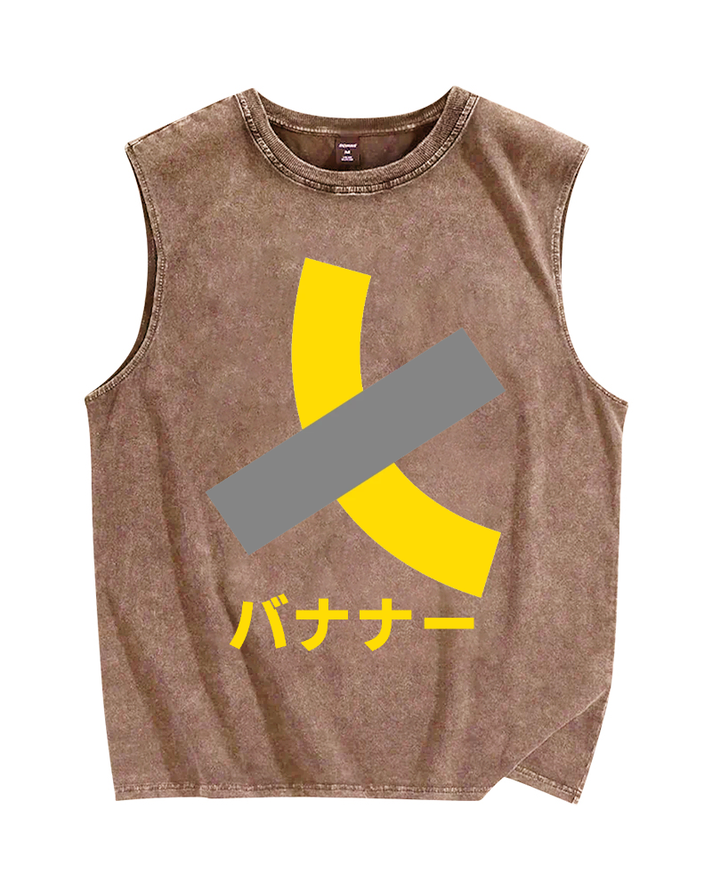 Sticky banana Vintage Distressed Washed Tank Top