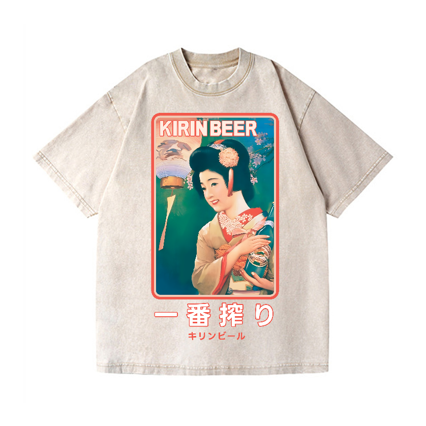 Kirin Beer Vintage Wash Japanese Design T-Shirt