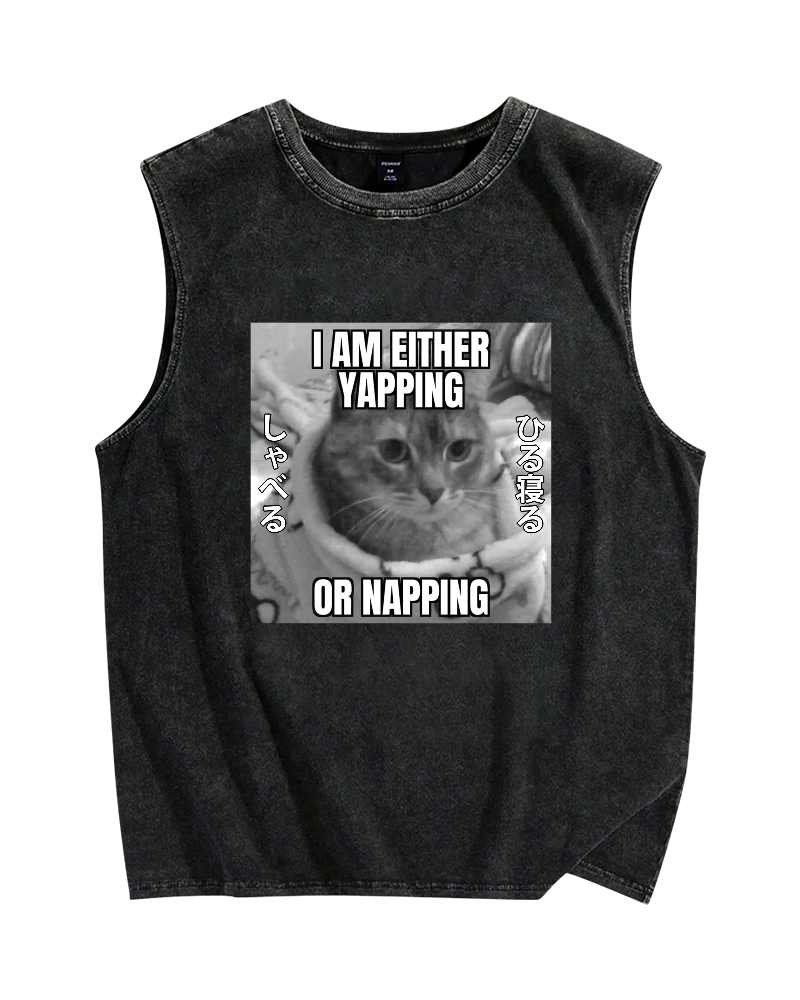 Yapping or Napping Vintage Distressed Washed Tank Top