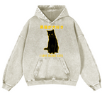 Black Cat Vintage Washed Thick Cotton Hoodie