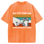 Funny Cat Dad Washed T-Shirt