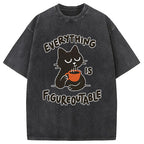 Cat Tasting Coffee Washed T-Shirt