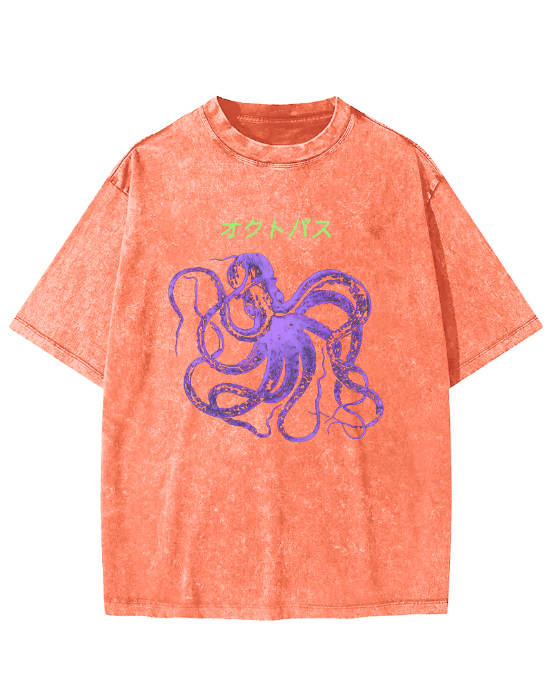 Japanese Octopus Vintage Washed T-shirt