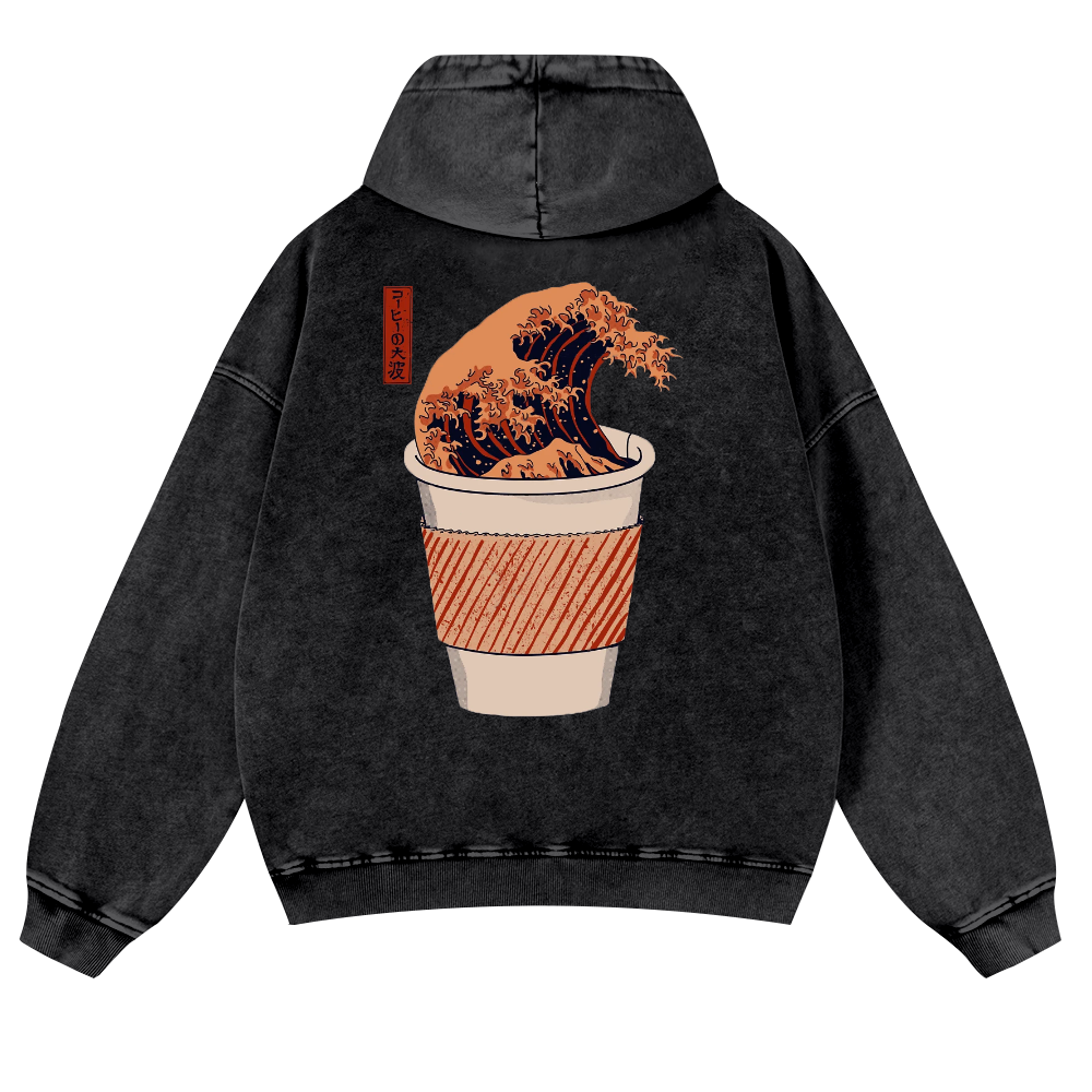 Wave Vintage Washed Cotton Back Art Hoodie